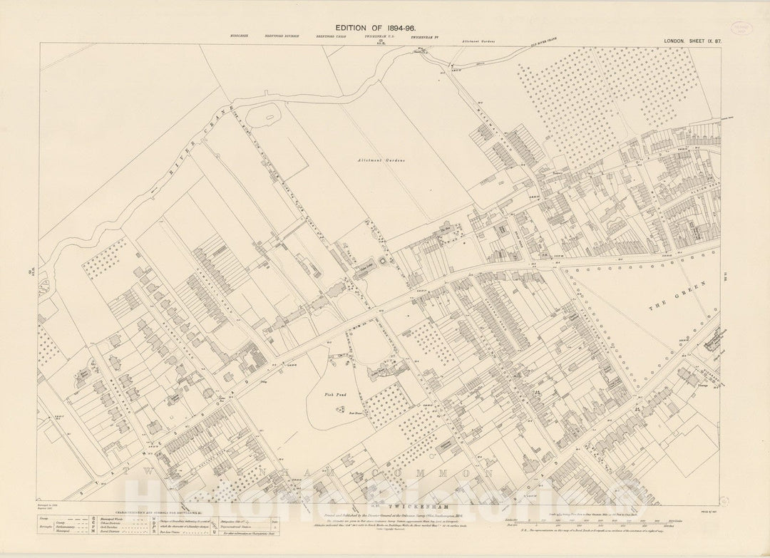 Historic Map : London (England), City Atlas Map, London Sheet IX.87 1894 - Vintage Wall Art