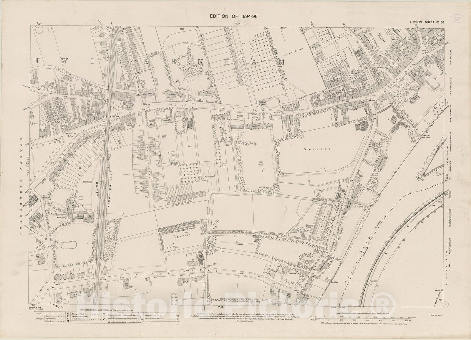 Historic Map : London (England), City Atlas Map, London Sheet IX.88 1894 - Vintage Wall Art