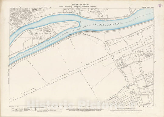 Historic Wall Map : London (England), City Atlas Map, London Sheet IX.89 1894 - Vintage Wall Art