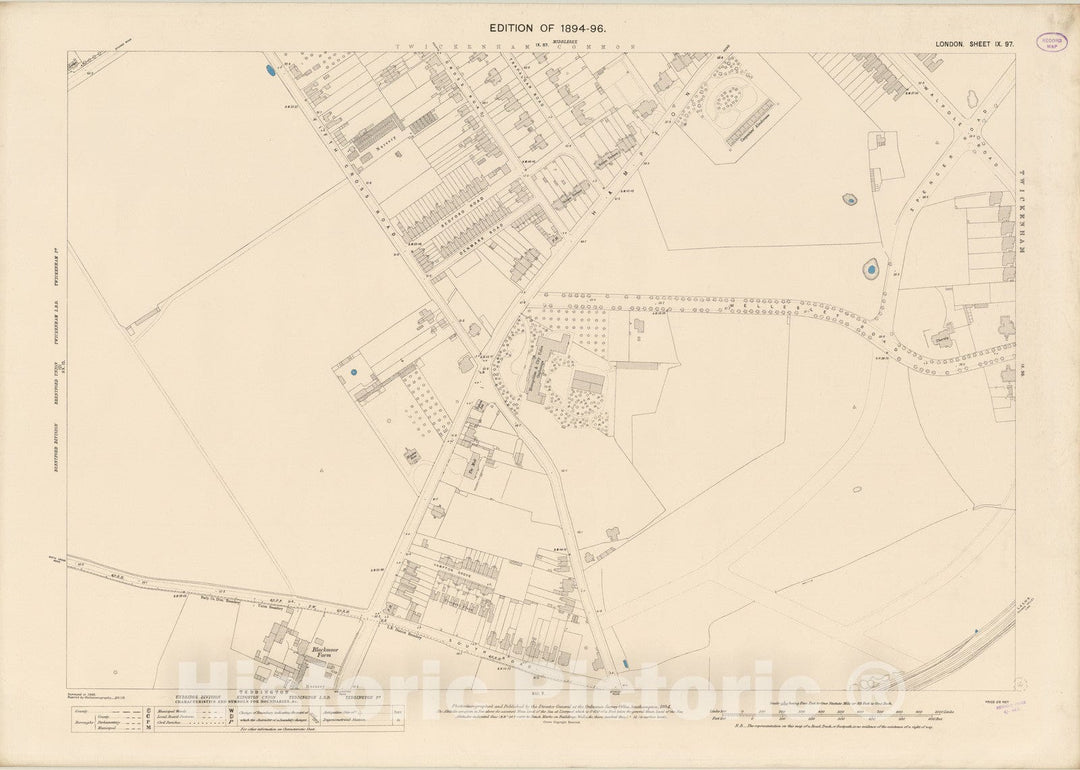 Historic Map : London (England), City Atlas Map, London Sheet IX.97 1894 - Vintage Wall Art