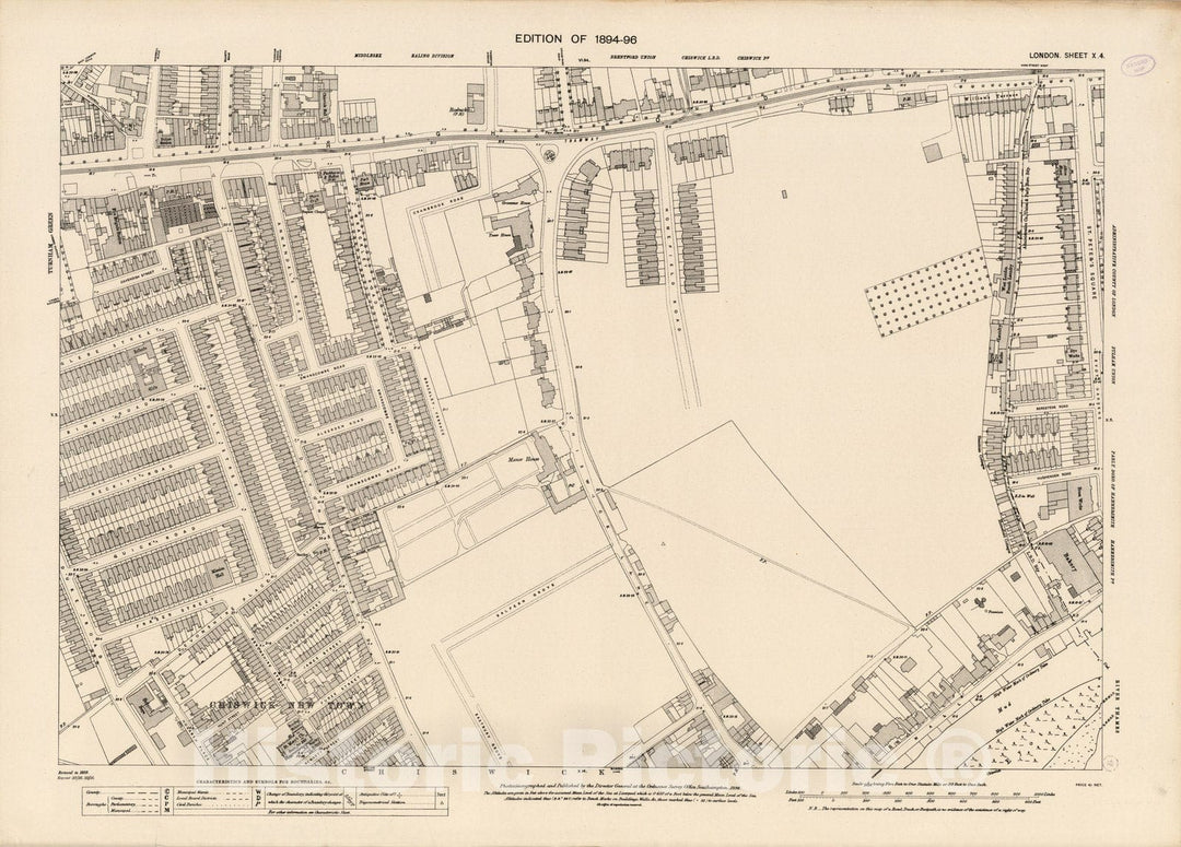 Historic Map : London (England), City Atlas Map, London Sheet X.4 1894 - Vintage Wall Art