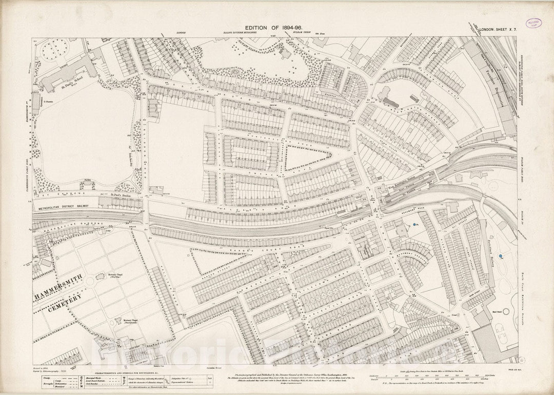 Historic Map : London (England), City Atlas Map, London Sheet X.7 1895 - Vintage Wall Art