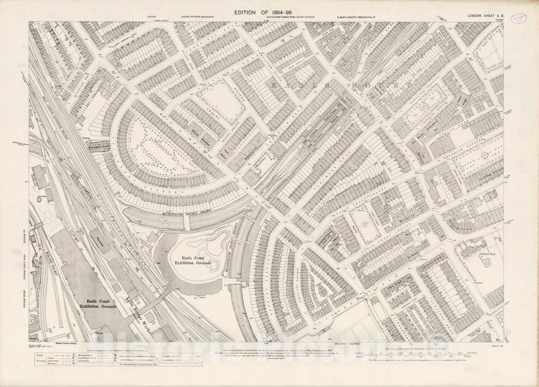 Historic Map : London (England), City Atlas Map, London Sheet X.8 1895 - Vintage Wall Art