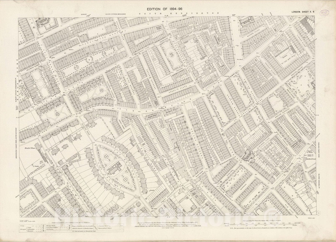 Historic Map : London (England), City Atlas Map, London Sheet X.9 1895 - Vintage Wall Art