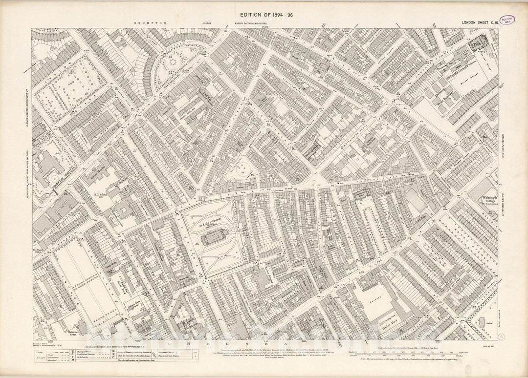 Historic Wall Map : London (England), City Atlas Map, London Sheet X.10 1895 - Vintage Wall Art