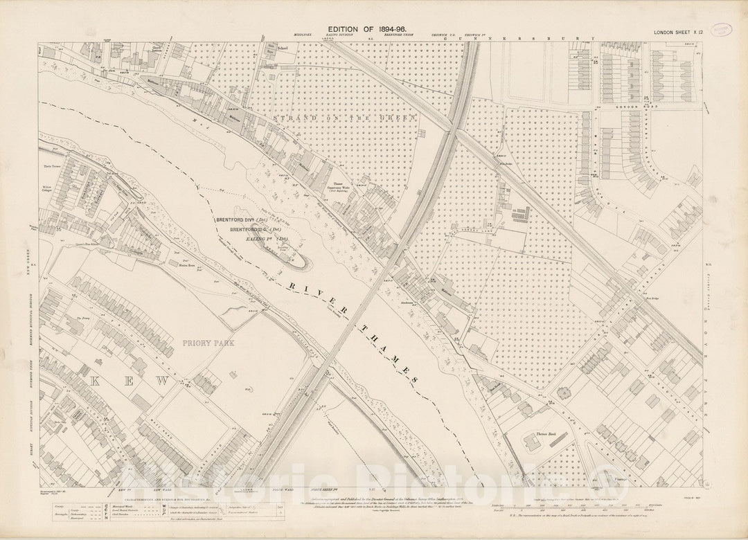 Historic Map : London (England), City Atlas Map, London Sheet X.12 1895 - Vintage Wall Art