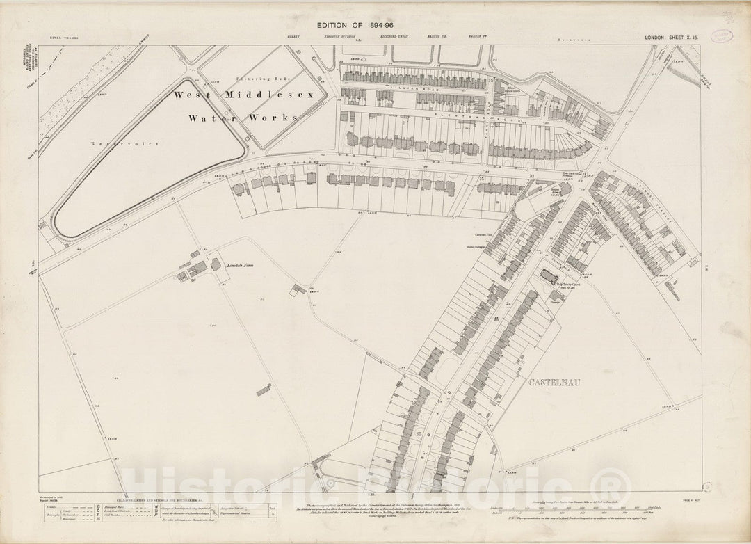 Historic Map : London (England), City Atlas Map, London Sheet X.15 1895 - Vintage Wall Art