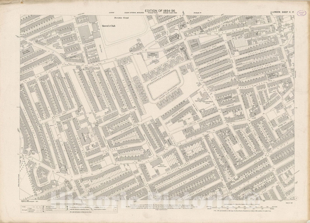 Historic Map : London (England), City Atlas Map, London Sheet X.17 1895 - Vintage Wall Art