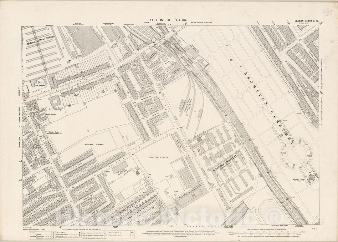 Historic Map : London (England), City Atlas Map, London Sheet X.18 1895 - Vintage Wall Art