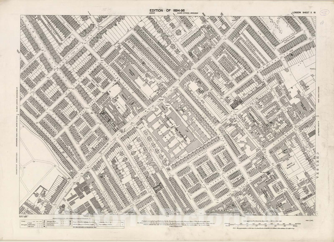 Historic Map : London (England), City Atlas Map, London Sheet X.19 1895 - Vintage Wall Art