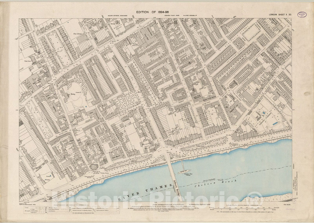 Historic Map : London (England), City Atlas Map, London Sheet X.20 1895 - Vintage Wall Art