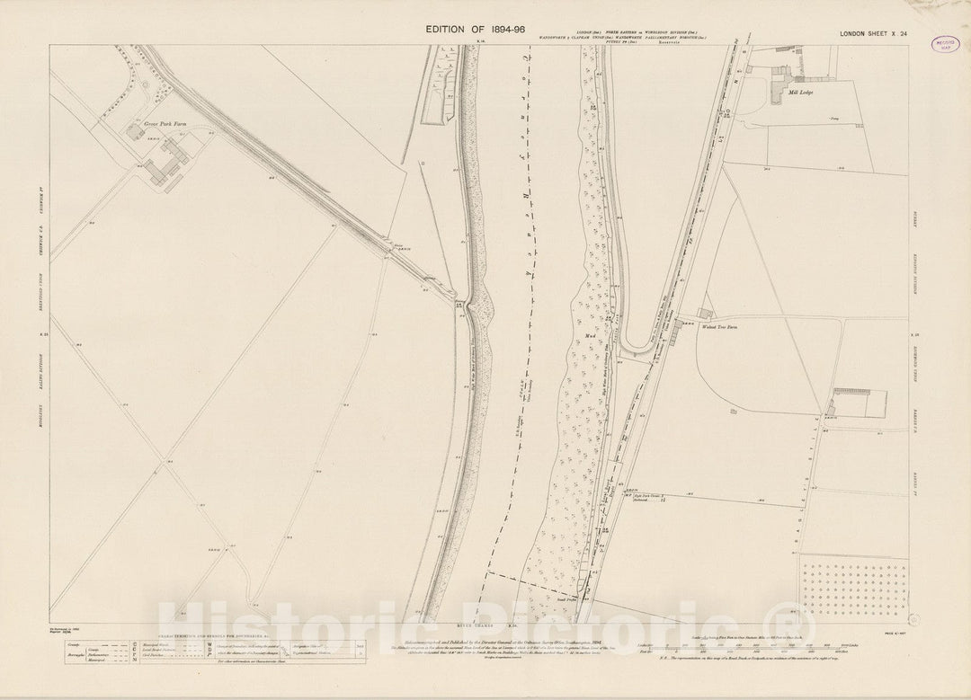 Historic Map : London (England), City Atlas Map, London Sheet X.24 1894 - Vintage Wall Art