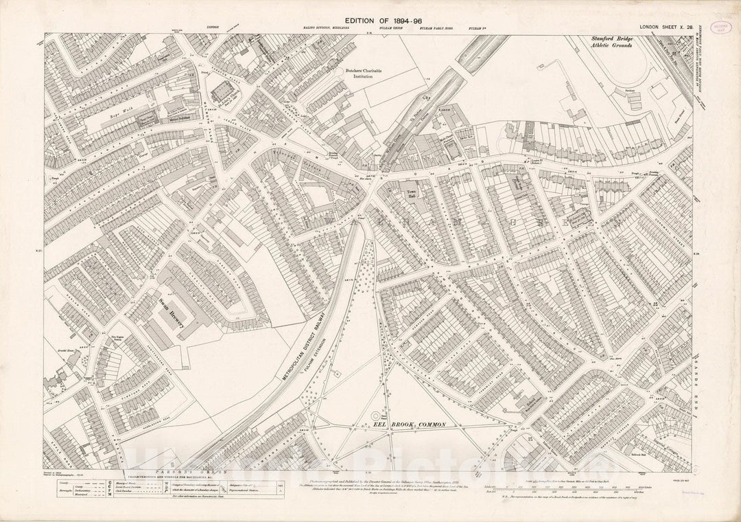 Historic Map : London (England), City Atlas Map, London Sheet X.28 1895 - Vintage Wall Art