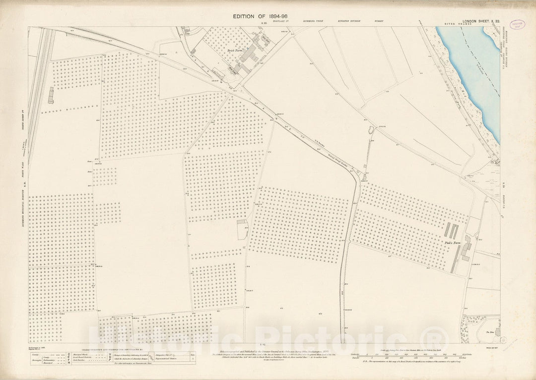 Historic Map : London (England), City Atlas Map, London Sheet X.32 1895 - Vintage Wall Art