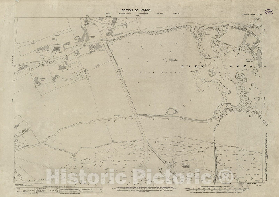 Historic Map : London (England), City Atlas Map, London Sheet X.35 1895 - Vintage Wall Art