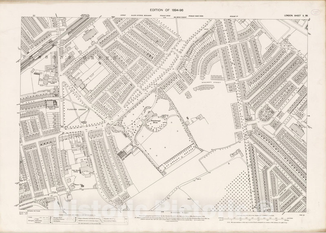 Historic Map : London (England), City Atlas Map, London Sheet X.38 1895 - Vintage Wall Art