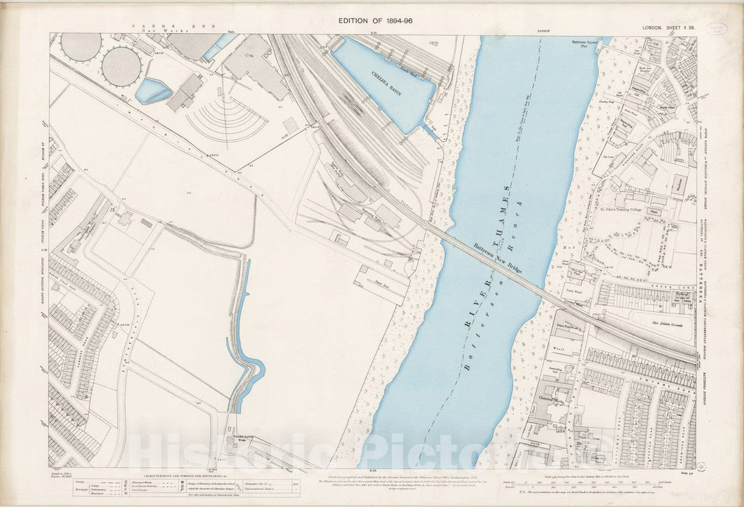 Historic Map : London (England), City Atlas Map, London Sheet X.39 1895 - Vintage Wall Art