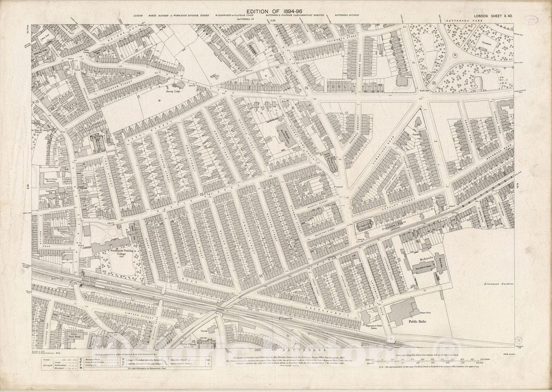 Historic Map : London (England), City Atlas Map, London Sheet X.40 1895 - Vintage Wall Art