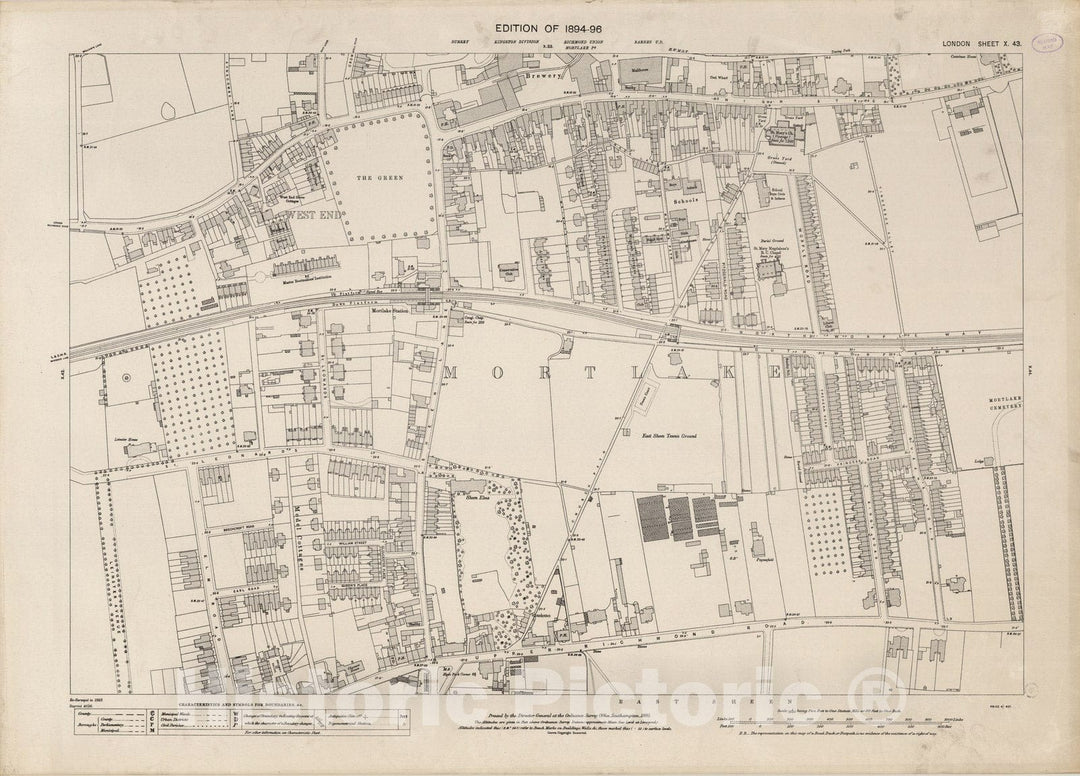 Historic Map : London (England), City Atlas Map, London Sheet X.43 1895 - Vintage Wall Art