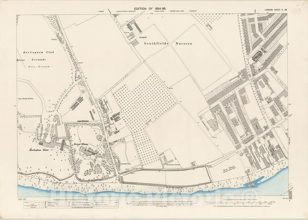 Historic Wall Map : London (England), City Atlas Map, London Sheet X.48 1895 - Vintage Wall Art