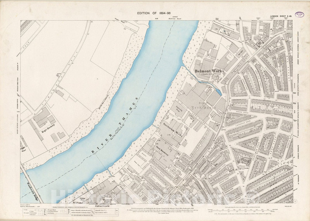 Historic Map : London (England), City Atlas Map, London Sheet X.49 1895 - Vintage Wall Art