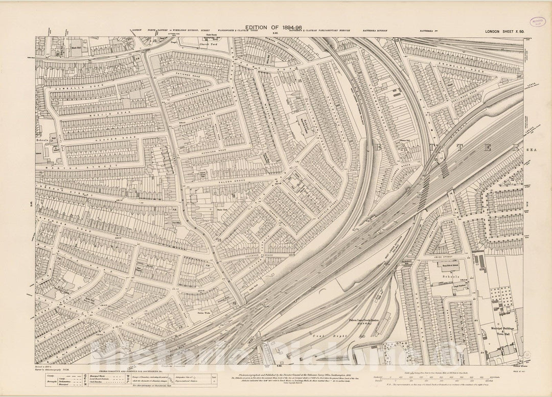 Historic Map : London (England), City Atlas Map, London Sheet X.50 1895 - Vintage Wall Art