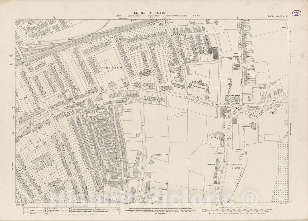 Historic Map : London (England), City Atlas Map, London Sheet X.51 1895 - Vintage Wall Art