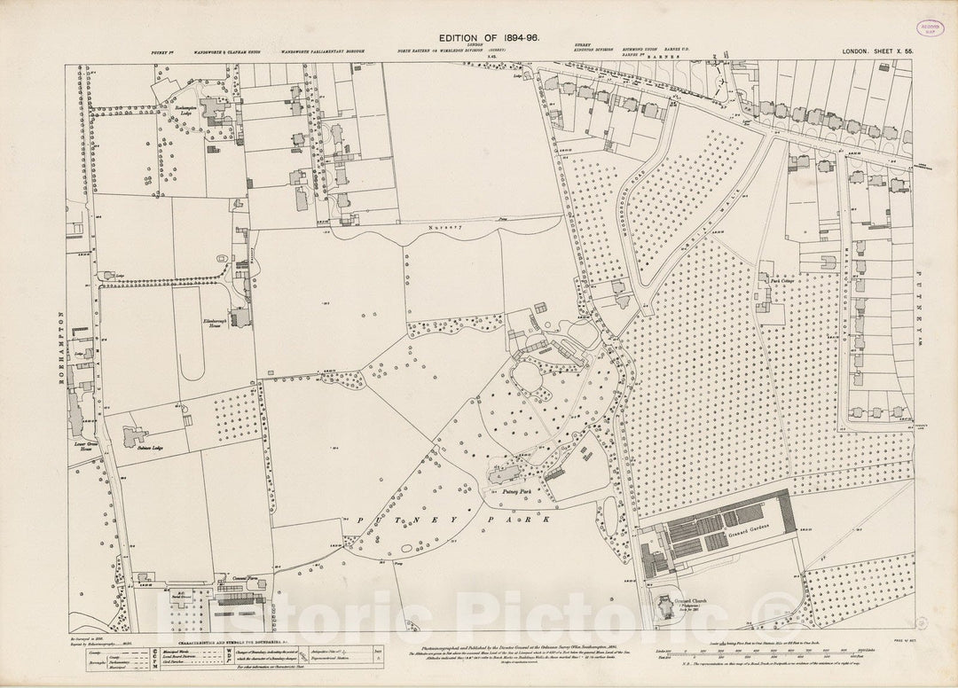 Historic Map : London (England), City Atlas Map, London Sheet X.55 1895 - Vintage Wall Art