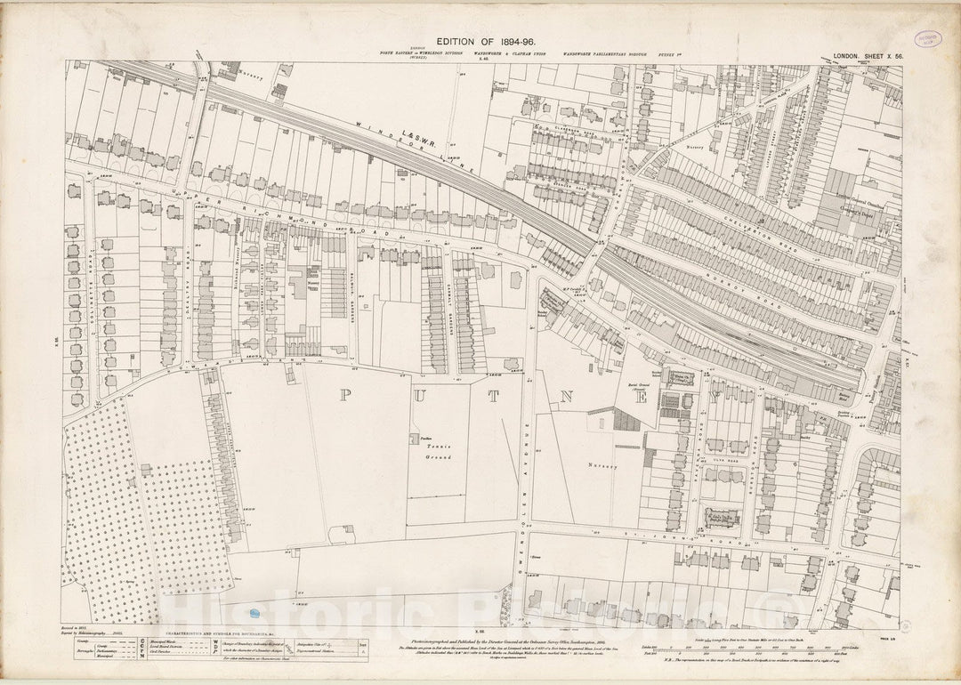 Historic Map : London (England), City Atlas Map, London Sheet X.56 1895 - Vintage Wall Art