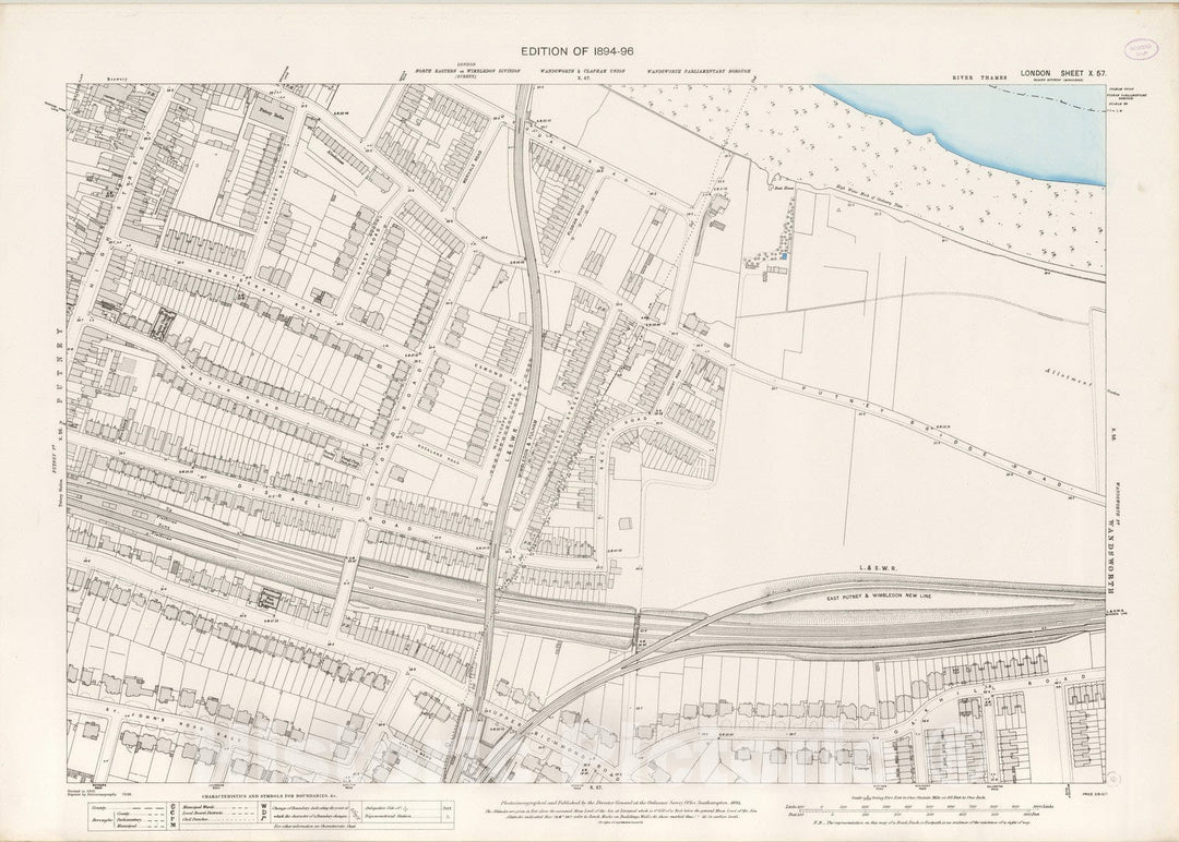 Historic Map : London (England), City Atlas Map, London Sheet X.57 1895 - Vintage Wall Art