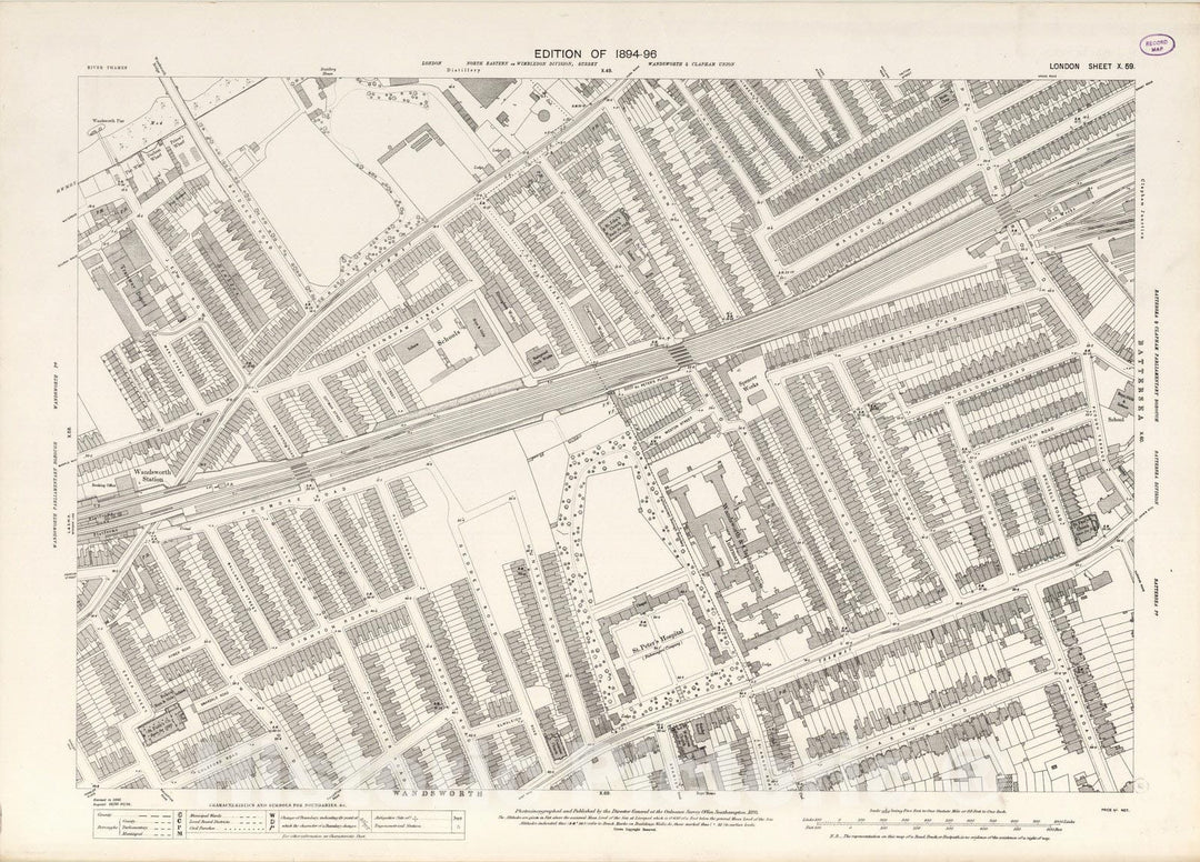 Historic Map : London (England), City Atlas Map, London Sheet X.59 1895 - Vintage Wall Art