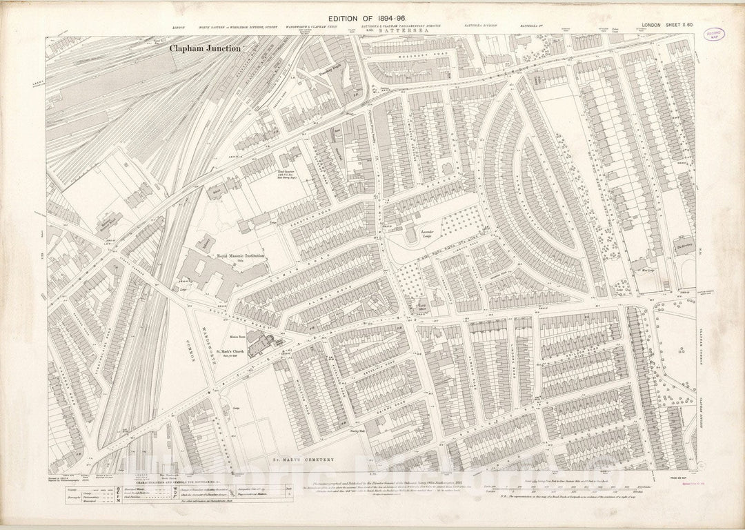 Historic Map : London (England), City Atlas Map, London Sheet X.60 1895 - Vintage Wall Art