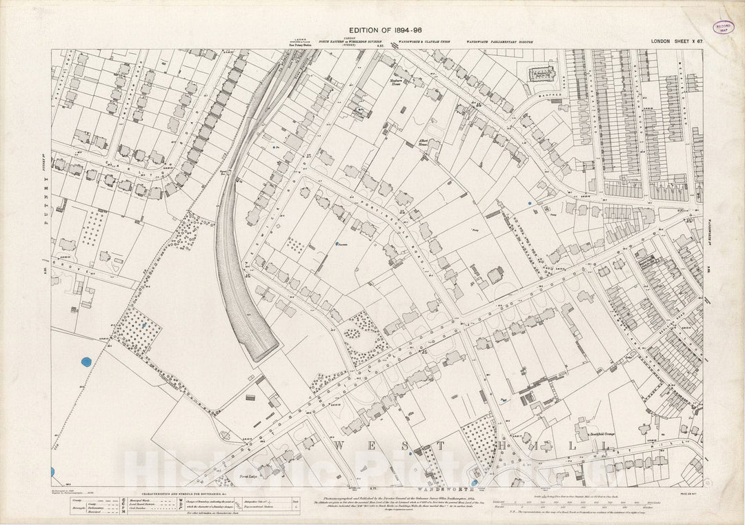 Historic Map : London (England), City Atlas Map, London Sheet X.67 1895 - Vintage Wall Art