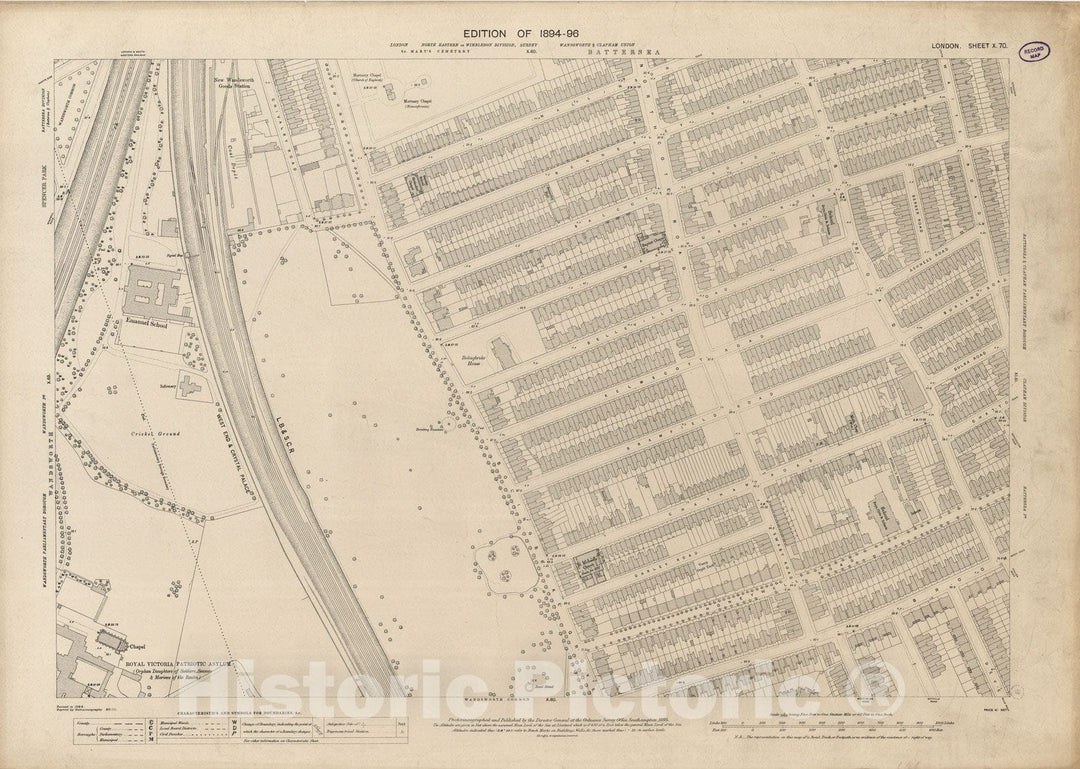 Historic Map : London (England), City Atlas Map, London Sheet X.70 1895 - Vintage Wall Art