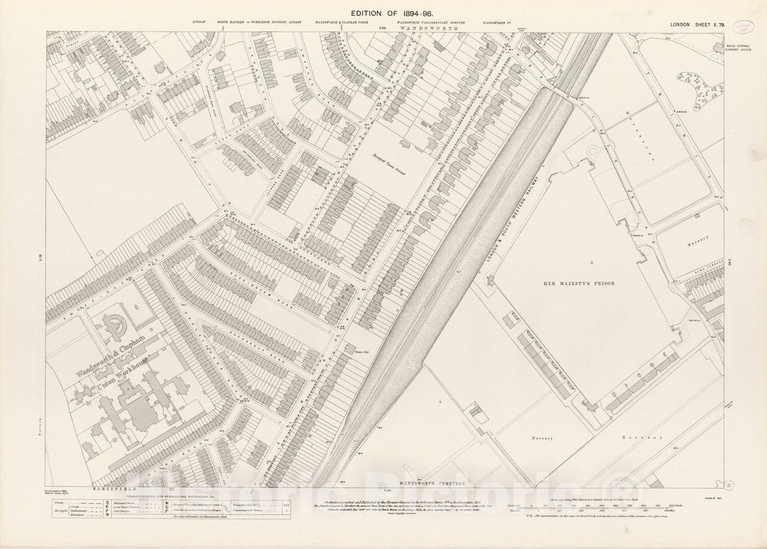 Historic Map : London (England), City Atlas Map, London Sheet X.79 1895 - Vintage Wall Art