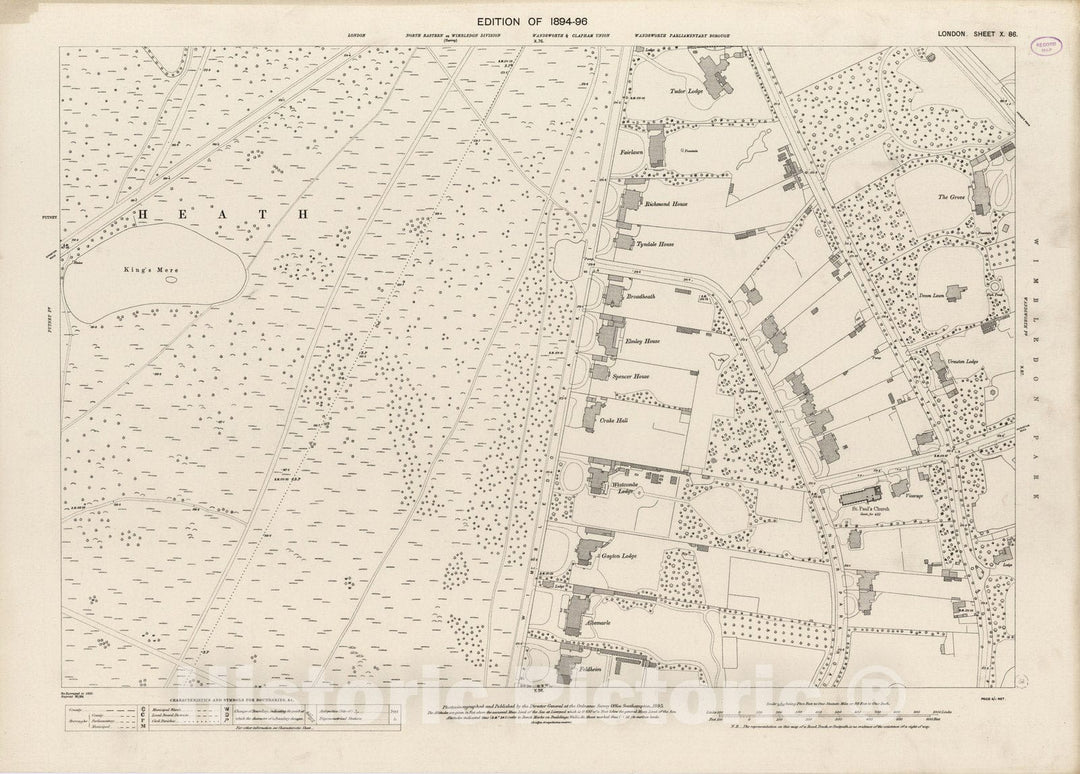 Historic Map : London (England), City Atlas Map, London Sheet X.86 1895 - Vintage Wall Art