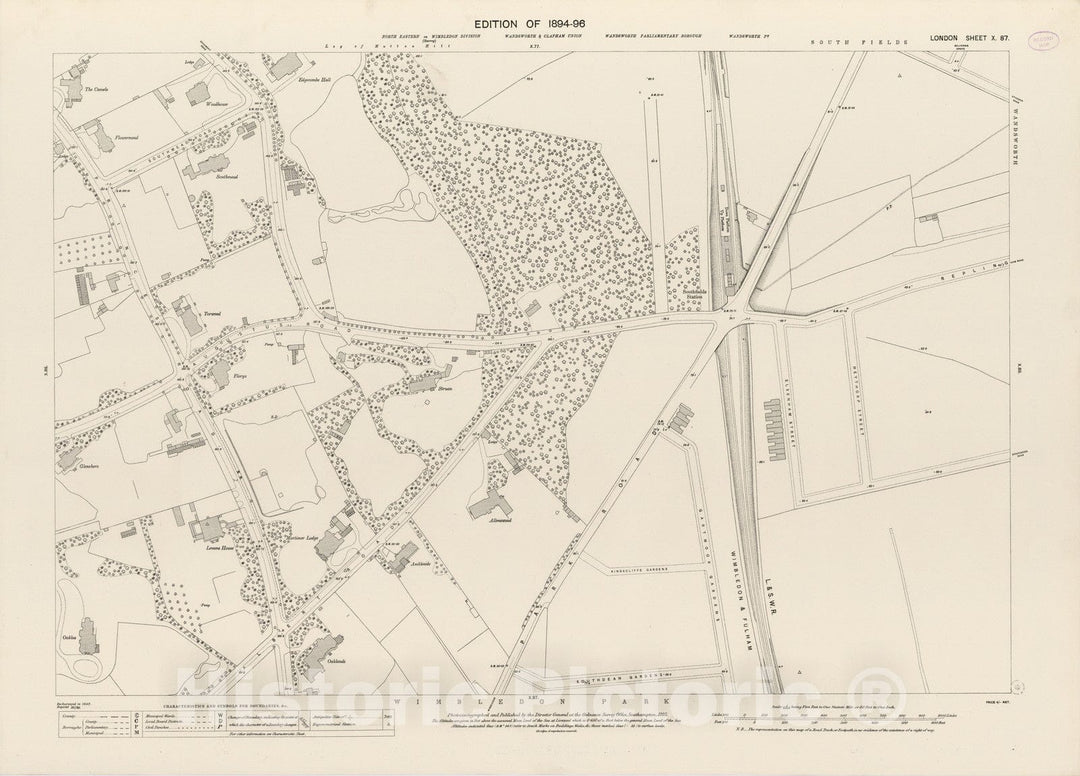 Historic Map : London (England), City Atlas Map, London Sheet X.87 1895 - Vintage Wall Art