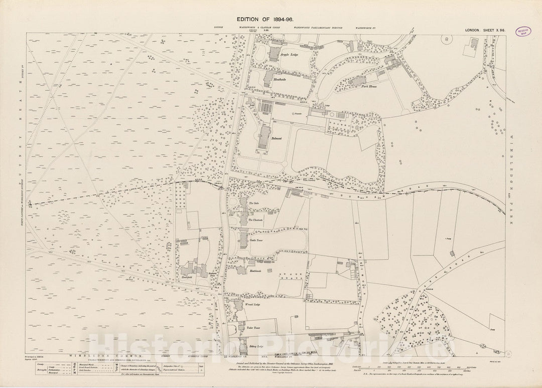 Historic Map : London (England), City Atlas Map, London Sheet X.96 1895 - Vintage Wall Art