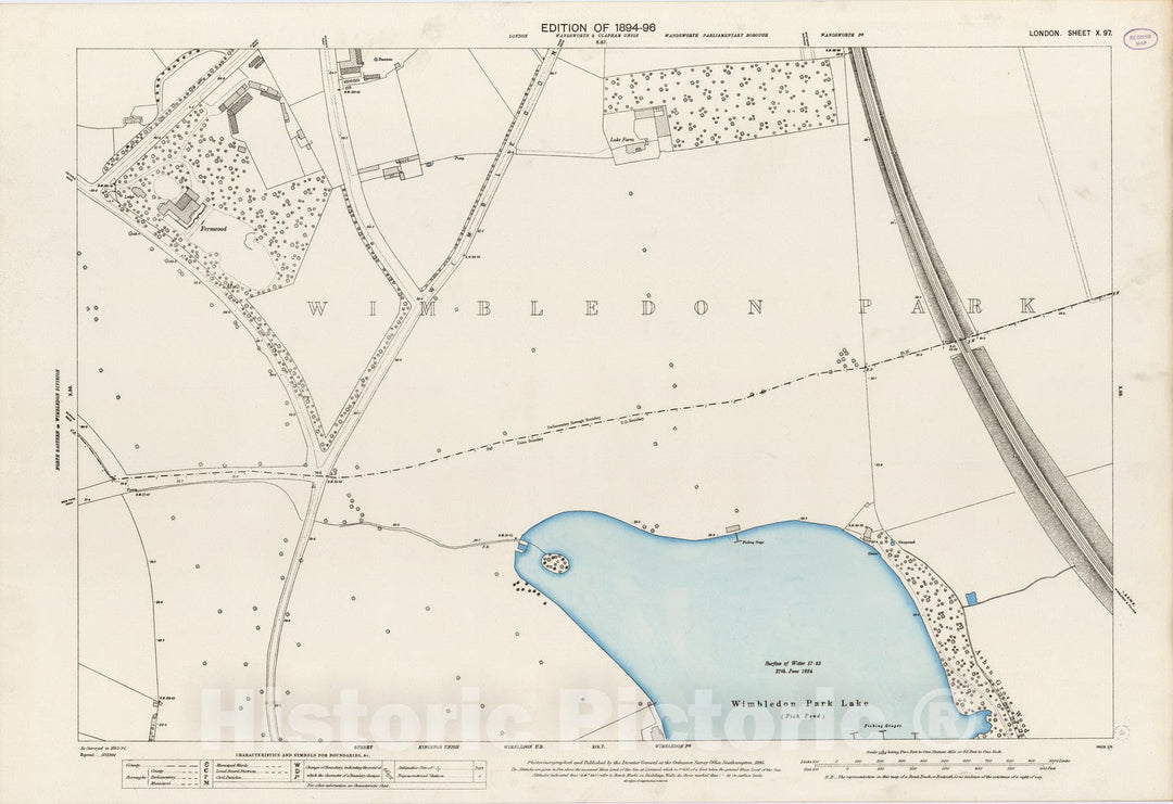 Historic Map : London (England), City Atlas Map, London Sheet X.97 1895 - Vintage Wall Art