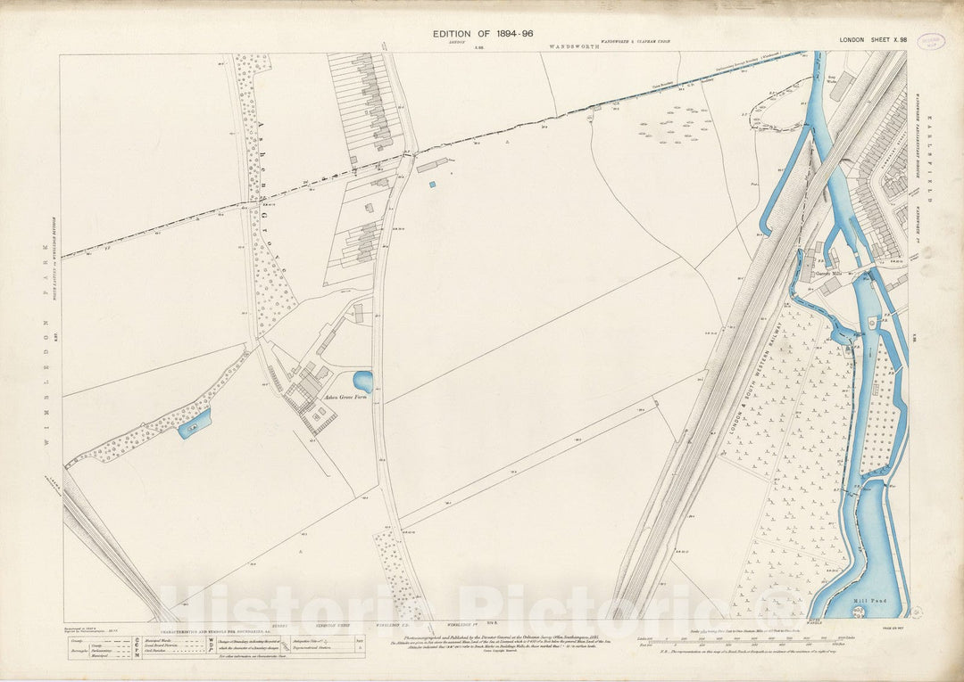 Historic Map : London (England), City Atlas Map, London Sheet X.98 1895 - Vintage Wall Art