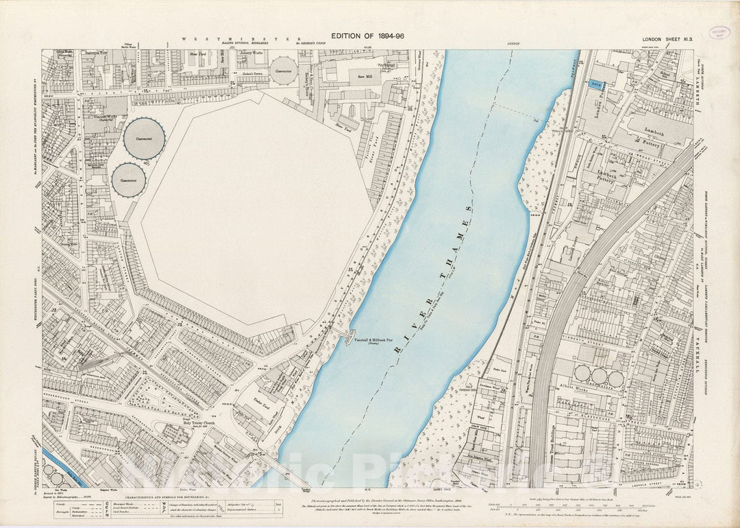 Historic Map : London (England), City Atlas Map, London Sheet XI.3 1895 - Vintage Wall Art