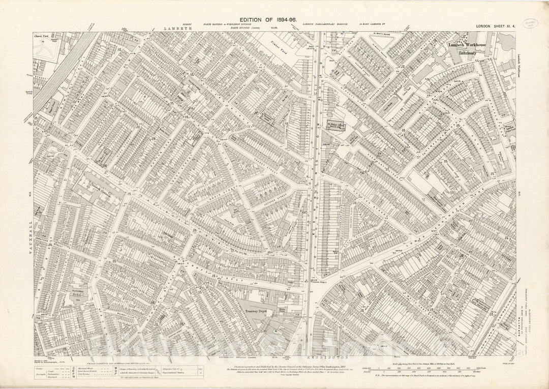 Historic Map : London (England), City Atlas Map, London Sheet XI.4 1895 - Vintage Wall Art