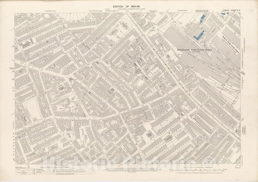 Historic Map : London (England), City Atlas Map, London Sheet XI.6 1895 - Vintage Wall Art