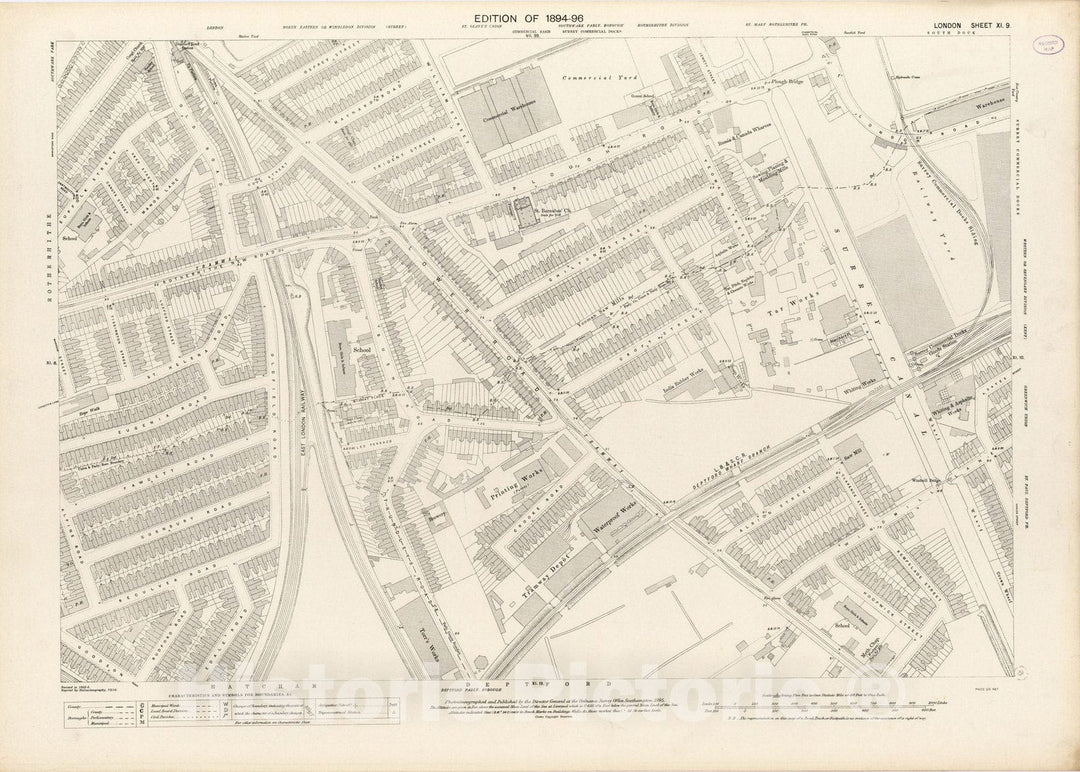 Historic Map : London (England), City Atlas Map, London Sheet XI.9 1895 - Vintage Wall Art