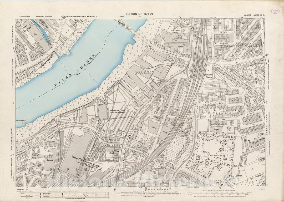 Historic Map : London (England), City Atlas Map, London Sheet XI.13 1895 - Vintage Wall Art