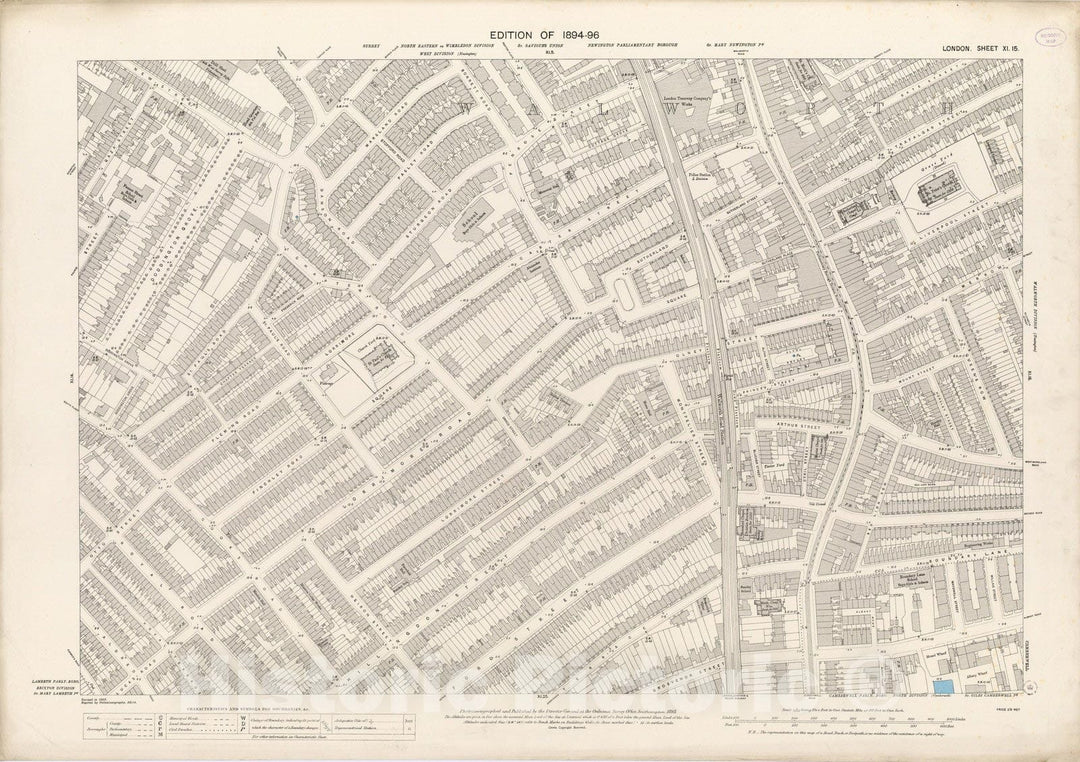 Historic Map : London (England), City Atlas Map, London Sheet XI.15 1895 - Vintage Wall Art