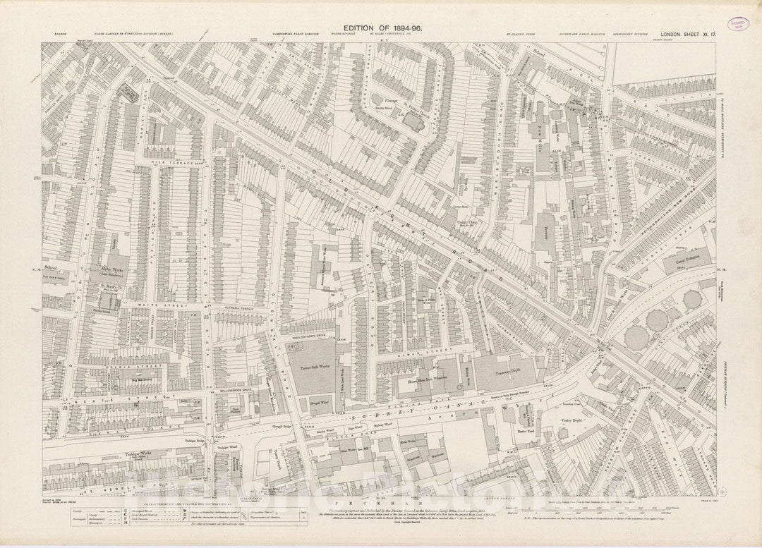 Historic Map : London (England), City Atlas Map, London Sheet XI.17 1895 - Vintage Wall Art