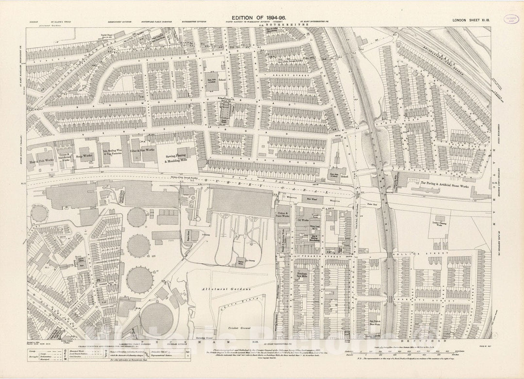 Historic Wall Map : London (England), City Atlas Map, London Sheet XI.18 1895 - Vintage Wall Art