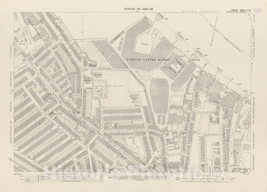 Historic Map : London (England), City Atlas Map, London Sheet XI.20 1895 - Vintage Wall Art