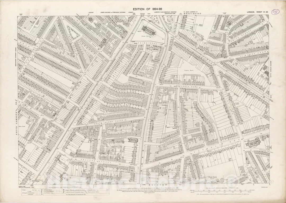 Historic Map : London (England), City Atlas Map, London Sheet XI.24 1895 - Vintage Wall Art